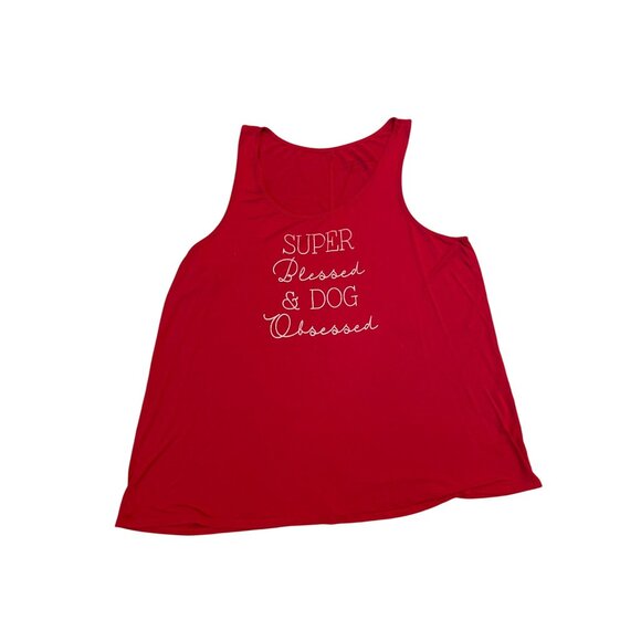 Torrid Red Tank Top Super Blessed & Dog Obsessed Graphic Womens Size 3 Oversized - Picture 6 of 8